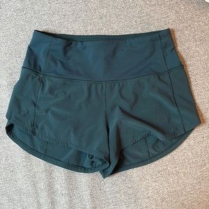 Blue / Green Lululemon High-Rise Speed Short 4” size 4